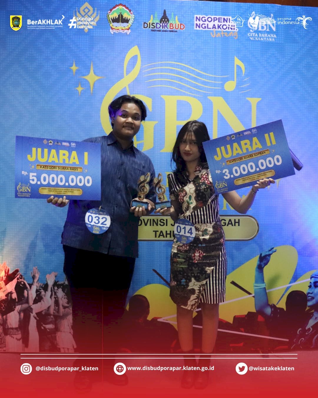 Perwakilan Klaten Menorehkan Prestasi dalam Ajang Gita Bahana Suara Tingkat Provinsi